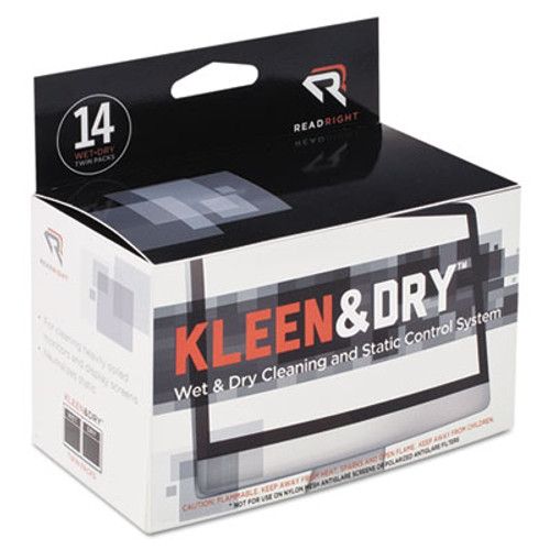 Read Right Two Step ScreenKleen Wet and Dry Cleaning Wipes  5 x 5  14 Box (REARR1205)