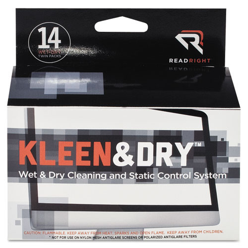 Read Right Two Step ScreenKleen Wet and Dry Cleaning Wipes  5 x 5  14 Box (REARR1205)
