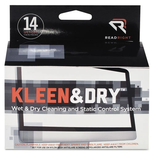 Read Right Two Step ScreenKleen Wet and Dry Cleaning Wipes  5 x 5  14 Box (REARR1205)