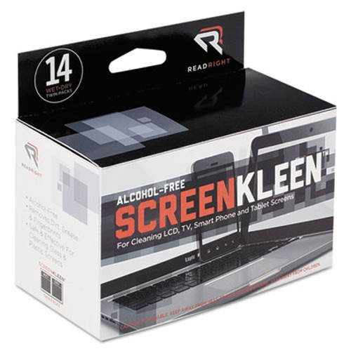 Read Right ScreenKleen Alcohol-Free Wipes  Cloth  5 x 5  14 Box (REARR1291)