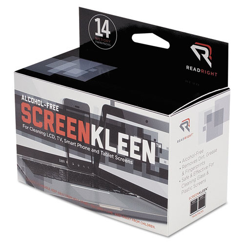 Read Right ScreenKleen Alcohol-Free Wipes  Cloth  5 x 5  14 Box (REARR1291)