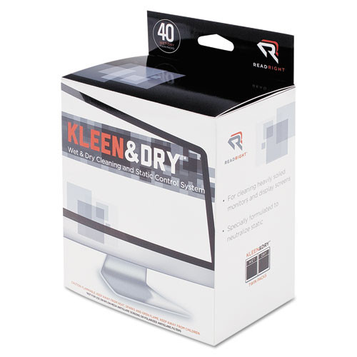 Read Right Two Step ScreenKleen Wet and Dry Cleaning Wipes  5 x 5  40 Box (REARR1305)