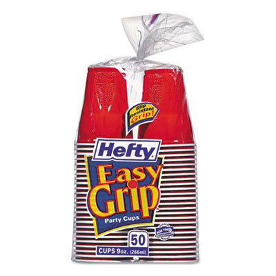 Hefty Easy Grip Disposable Plastic Party Cups  9 oz  Red  50 Pack  12 Packs Carton (RFPC20950CT)