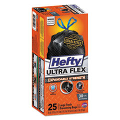 Hefty Ultra Flex Waste Bags  30 gal  1 05 mil  6  x 2 1   Black  150 Carton (RFPE80627)