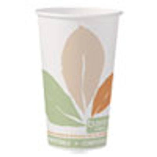 Dart Bare by Solo Eco-Forward PLA Paper Hot Cups  16 oz  Leaf Design  50 Pack (SCC316PLABBPK)