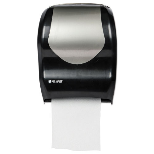 San Jamar Tear-N-Dry Touchless Roll Towel Dispenser  16 3 4 x 10 x 12 1 2  Black Silver (SJMT1370BKSS)
