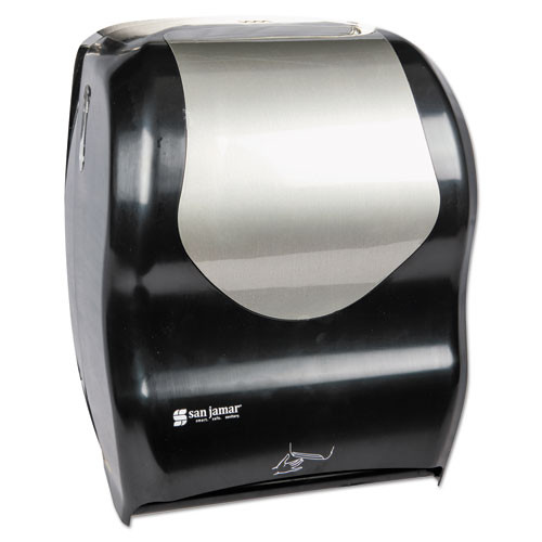 San Jamar Smart System with iQ Sensor Towel Dispenser  16 1 2 x 9 3 4 x 12  Black Silver (SJMT1470BKSS)