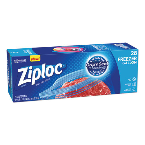 Ziploc Zipper Freezer Bags  1 gal  2 7 mil  9 6  x 12 1   Clear  28 Box  9 Boxes Carton (SJN314445)