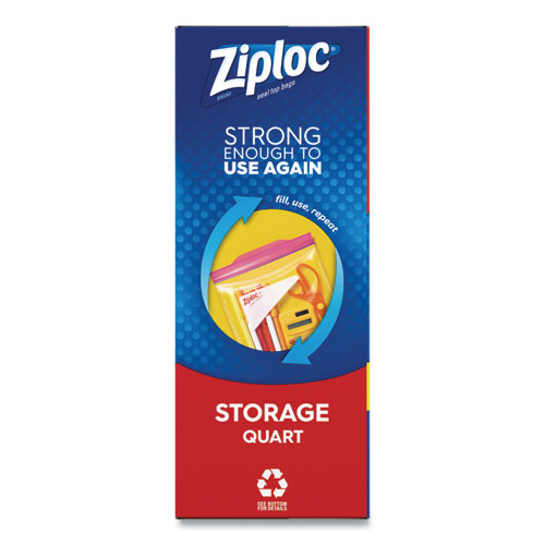 Ziploc Double Zipper Storage Bags  1 qt  1 75 mil  9 63  x 8 5   Clear  9 Carton (SJN314469)