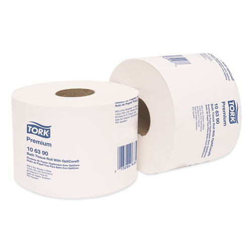 Tork Premium Bath Tissue Roll with OptiCore  Septic Safe  2-Ply  White  800 Sheets Roll  36 Carton (TRK106390)