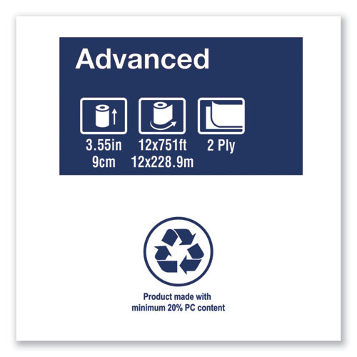 Tork Advanced Jumbo Bath Tissue  Septic Safe  2-Ply  White  3 48  x 751 ft  12 Rolls Carton (TRK11020602)