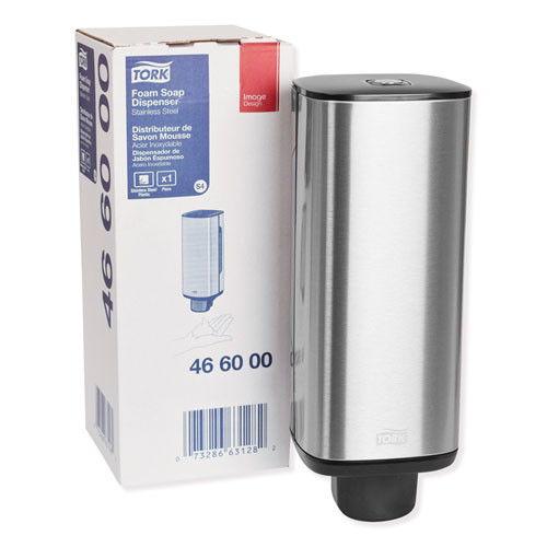 Tork Foam Skincare Manual Dispenser  1 L Bottle  33 oz Bottle  4 25  x 4 25  x 11 38   Stainless Steel (TRK466000)