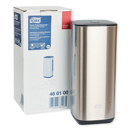 Tork Image Design Foam Skincare Automatic Dispenser with Intuition Sensor  1 L 33 oz  4 5  x 5 12  x 10 62   Stainless Steel (TRK466100)