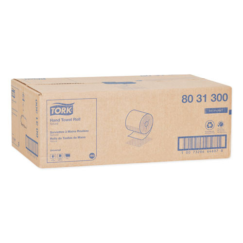 Tork Universal Hand Towel Roll  Notched  8  x 800 ft  Natural  6 Rolls Carton (TRK8031300)