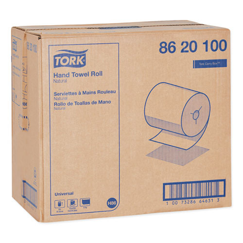 Tork Universal Hand Towel Roll  Notched  8  x 425ft  Natural  12 Rolls Carton (TRK8620100)