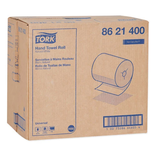 Tork Universal Hand Towel Roll  Notched  8  x 425 ft  Natural White  12 Rolls Carton (TRK8621400)