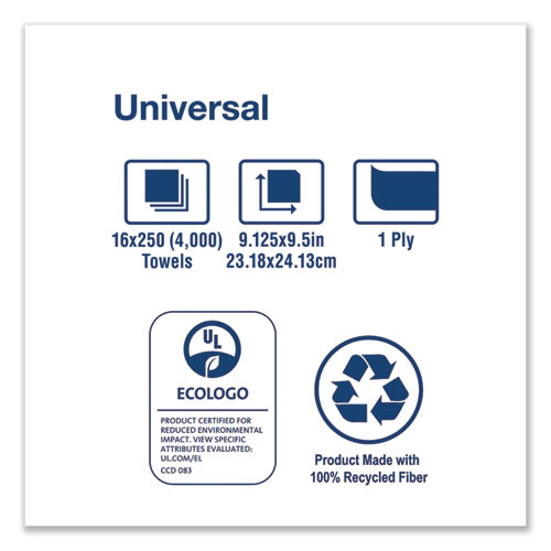 Tork Universal Multifold Hand Towel  9 13 x 9 5  White  250 Pack 16 Packs Carton (TRKMB540A)