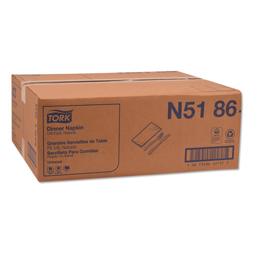 Tork Universal One-Ply Dinner Napkins  1-Ply  15  x 17   Natural  250 Pack  12PK CT (TRKN5186)