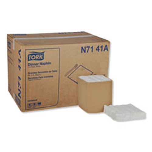 Tork Universal Dinner Napkins  1-Ply  17  x 17   1 4 Fold  White  4008 Carton (TRKN7141A)