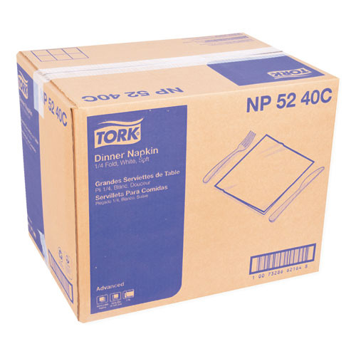 Tork Advanced Dinner Napkins  2-Ply  15  x 16 25   White  375 Pack  8 Packs Carton (TRKNP5240C)