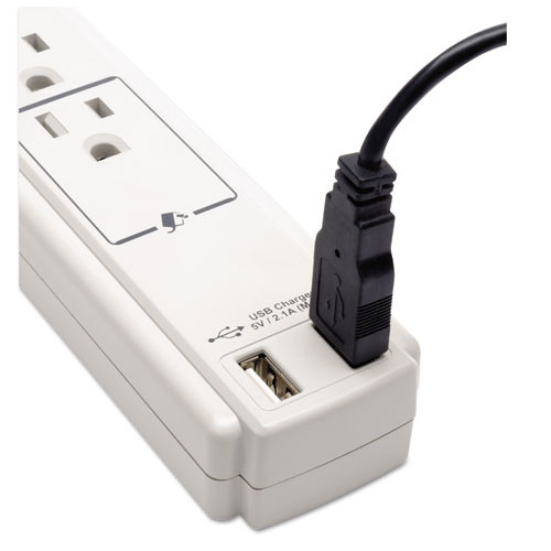 Tripp Lite Protect It  Surge Protector  6 Outlets 2 USB  6 ft  Cord  990 Joules  Gray (TRPTLP606USB)