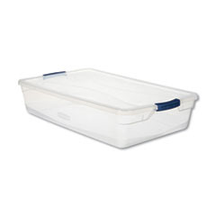 Rubbermaid Clever Store Basic Latch-Lid Container  17 3 4w x 29d x 6 1 8h  41qt  Clear (UNXRMCC410001)