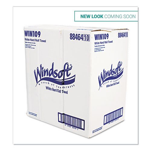 Windsoft Hardwound Roll Towels  8 x 350 ft  White  12 Rolls Carton (WIN109B)