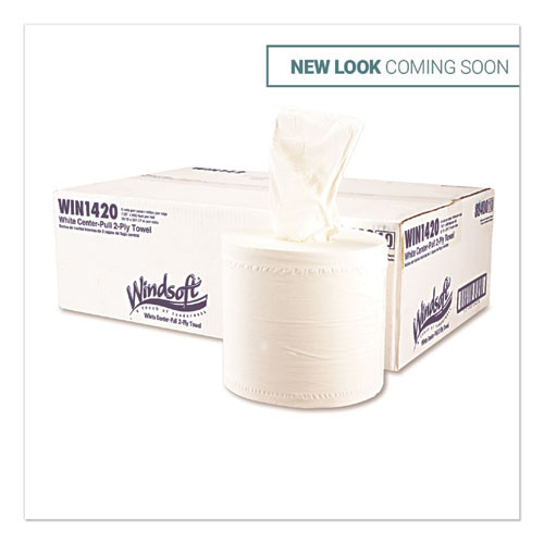 Windsoft Center-Flow Perforated Paper Towel Roll  8 x 13 5  White  6 Rolls Carton (WIN1420B)