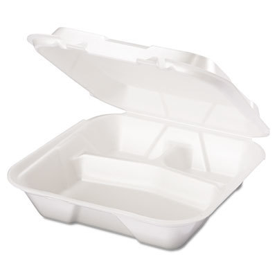 Dart 80Ht1r Foam Hinged Lid Containers 8 X 8 X 2 1/4 White 200/Carton