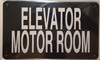 Elevator Motor Room  Safety Sign