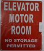 Elevator Motor Room  Safety Sign