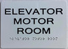 ELEVATOR MOTOR ROOM Signage with Raised letters/Image & Grade 2 Braille - Includes Red Adhesive pad for Easy Installation - The sensation line