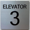 ELEVATOR NUMBER SIGN SIGN with Raised letters & Grade 2 Braille - Includes Red Adhesive pad for Easy Installation - The sensation line (ELEVATOR NUMBER 3)