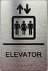 Elevator number  with Raised letters/Image & Grade 2 Braille - Includes Red Adhesive pad for Easy Installation - The park Ave Line (ELEAVTOR)