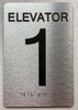 Elevator number Signage with Raised letters/Image & Grade 2 Braille - Includes Red Adhesive pad for Easy Installation - The park Ave Line (ELEVATOR 1)