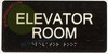 ELEVATOR ROOM  Safety Sign Braille  Safety Sign with Raised Tactile Graphics and Letters -The Sensation line