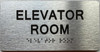 ELEVATOR ROOM  with Raised letters/Image & Grade 2 Braille - Includes Red Adhesive pad for Easy Installation - The park Ave Line