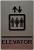 ELEVATOR  Safety Sign Raised letters, Raised Image & Grade 2 Braille - Includes Red Adhesive pad for Easy Installation - The Sensation line