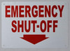 Emergency Shut-Off Arrow Down Signage