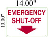 Emergency Shut-Off Sign with Arrow Down