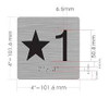 Star 1 - Elevator floor number Jamb Plate sign with braille and raised letter size 4x4 inch -The sensation line ( silver/black)