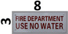 FIRE Department USE NO Water Signage