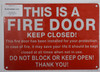 FIRE Door Keep Closed Sign
