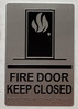 FIRE DOOR KEEP CLOSED  Safety Sign Raised letters, Raised Image & Grade 2 Braille - Includes Red Adhesive pad for Easy Installation - The Sensation line