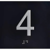 Floor 4- Elevator floor number Jamb Plate sign with braille and raised letter size 4x4 inch -The sensation line ( Black/silver )