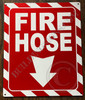 Fire Hose Arrow Down  Safety Sign -Zebra Line
