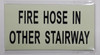 FIRE HOSE IN OTHER STAIRWAY HEAVY DUTY / GLOW IN THE DARK "BASEMENT" Signage HEAVY DUTY