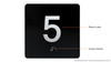 Floor 5- Elevator floor number Jamb Plate sign with braille and raised letter size 4x4 inch -The sensation line ( Black/silver )