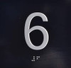 Floor 6- Elevator floor number Jamb Plate sign with braille and raised letter size 4x4 inch -The sensation line ( Black/silver )