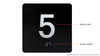Floor 6- Elevator floor number Jamb Plate sign with braille and raised letter size 4x4 inch -The sensation line ( Black/silver )